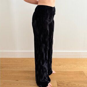 BETSEY JOHNSON BLACK CRUSHED VELVET WIDE LEG HIGH WAIST